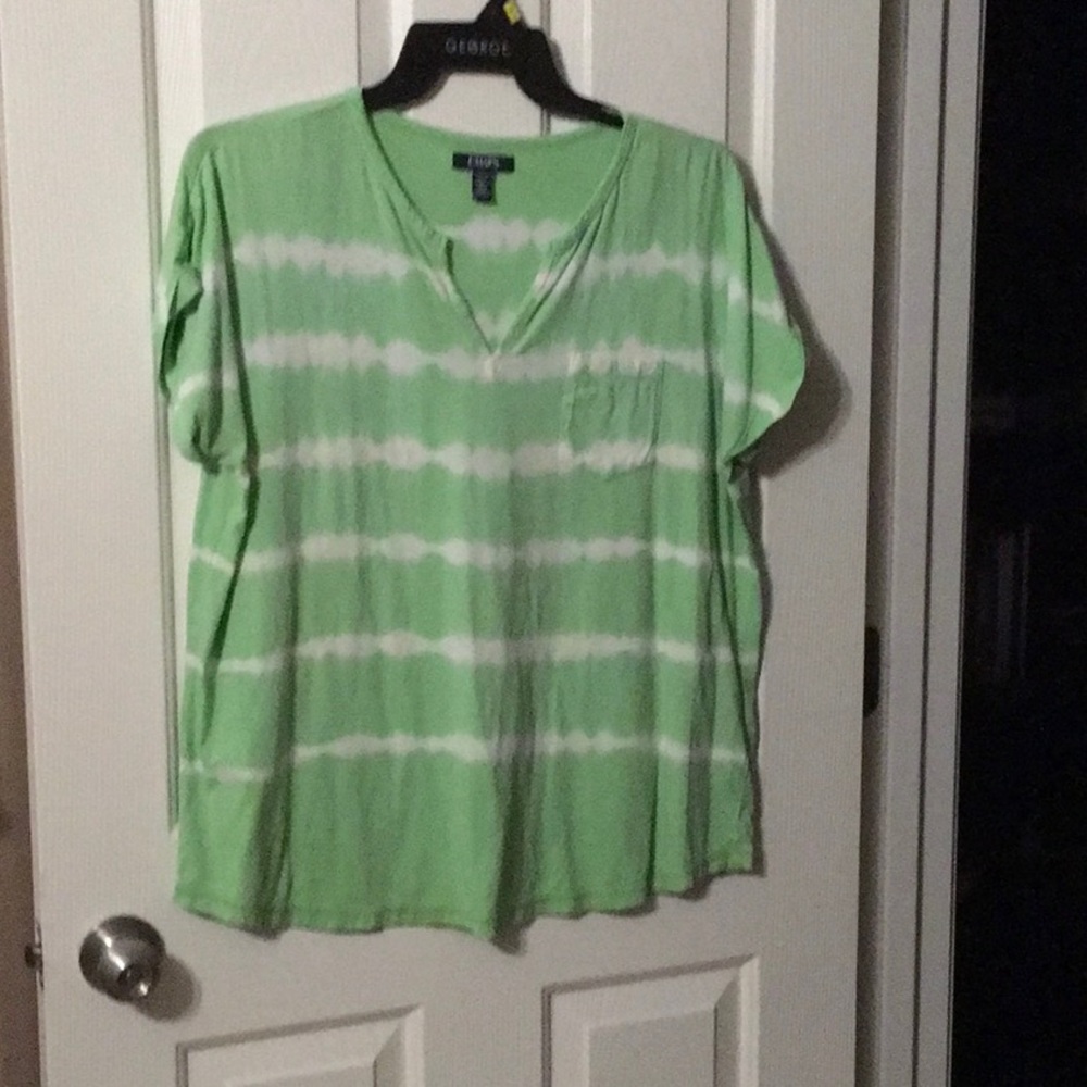 Green and white tee